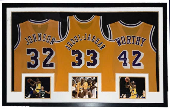 Magic Johnson Kareem Abdul Jabbar James Worthy Signed Los 