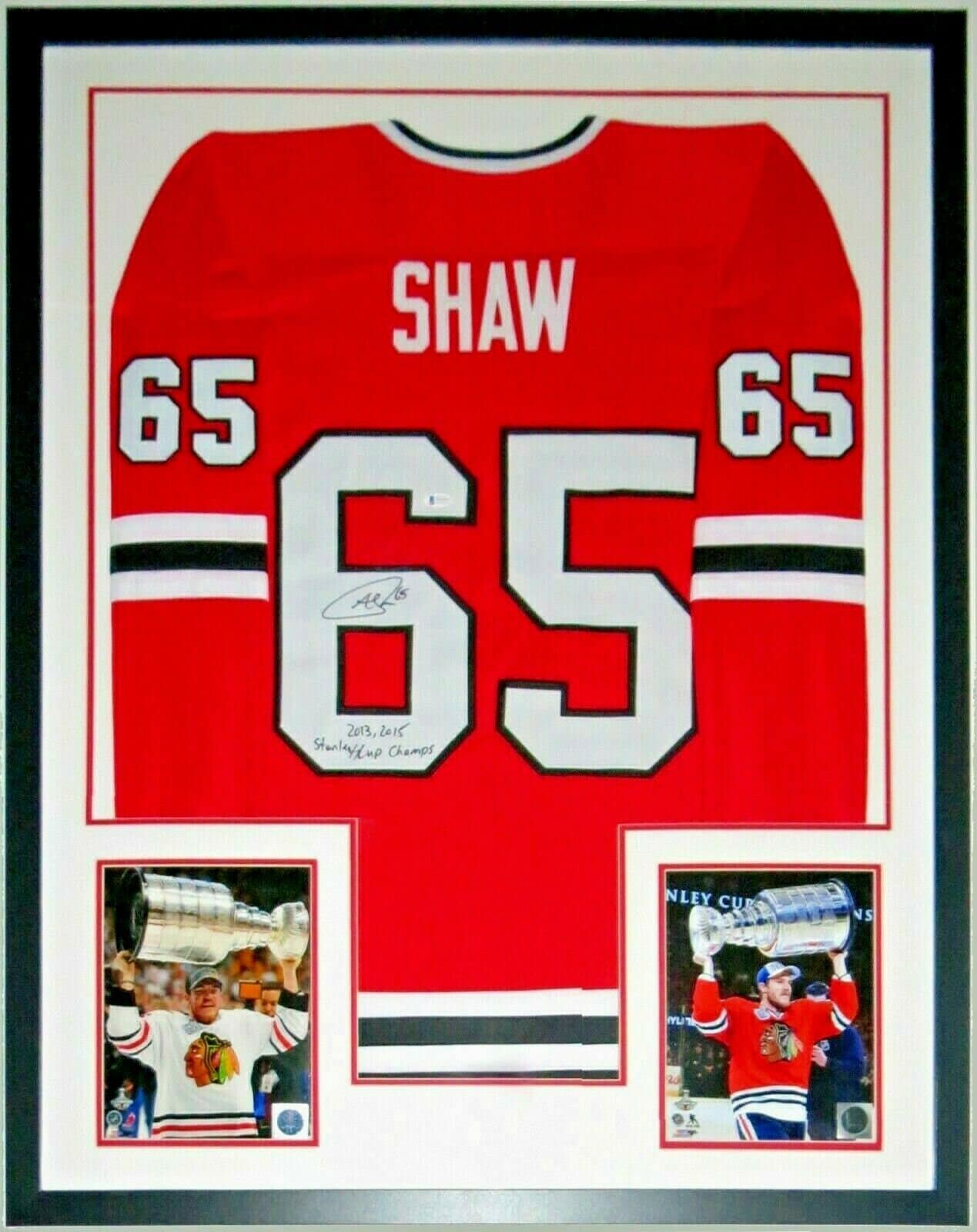 ANDREW SHAW AUTOGRAPHED CHICAGO BLACKHAWKS JERSEY JSA COA FRAMED