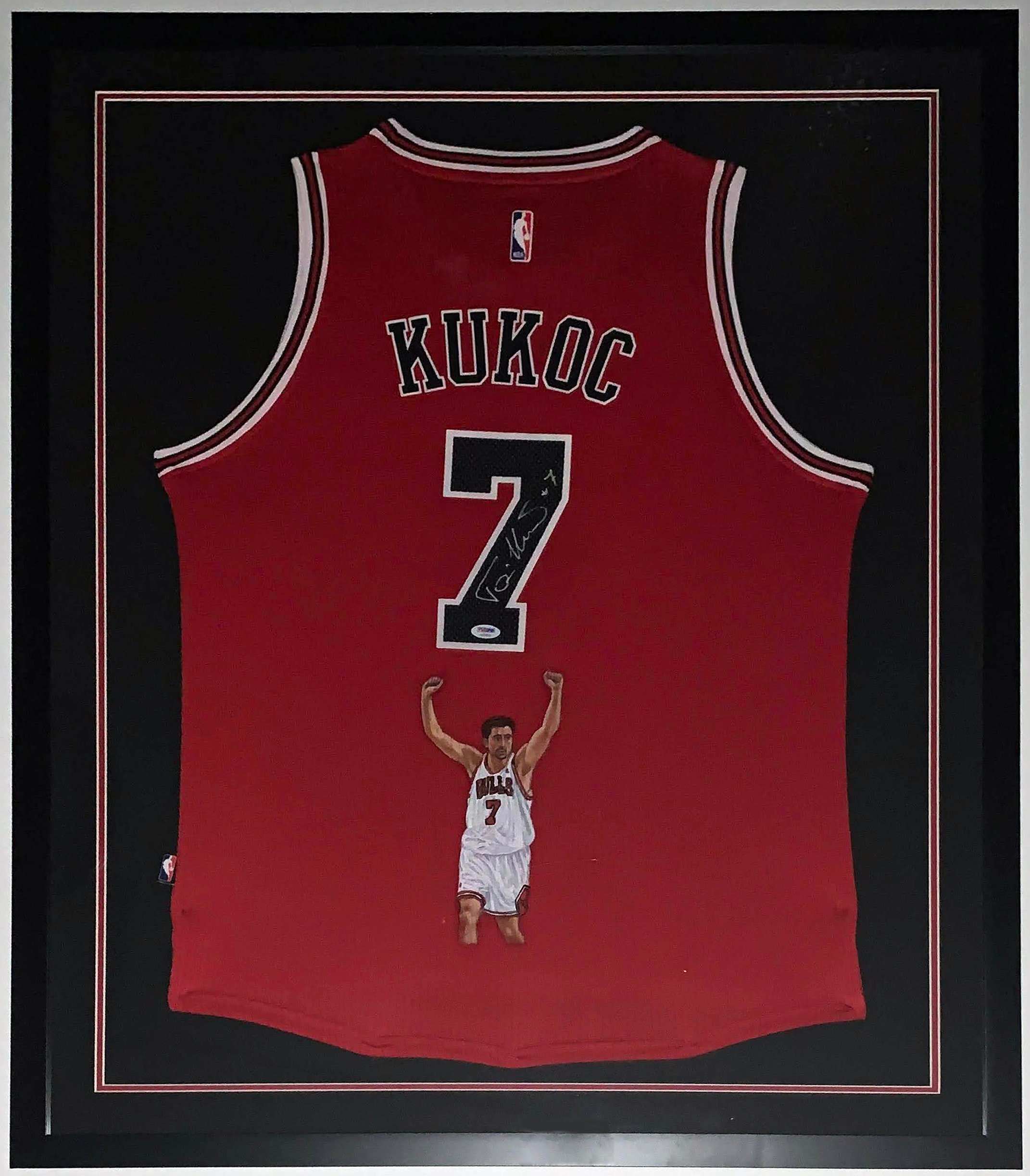 Toni Kukoc Signed & Hand Painted Chicago Bulls Jersey PSA 