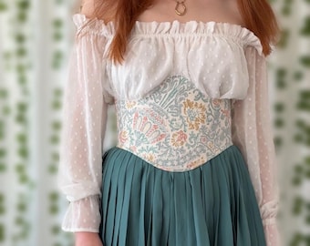 Korsetriem | Onderbustkorset | Bloemenpatroon | Vintage stijl | Maat S 36 | Cottagecore Renfaire