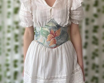 Korsetriem | Onderbustkorset | Bloemenpatroon | Vintage stijl | Maat S 36 | Cottagecore Renfaire
