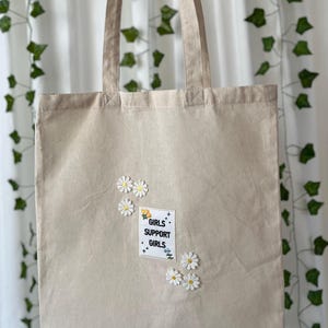 Baumwolltasche Tote Bag Jutebeutel mit feministischen Motiv Girls support Girls