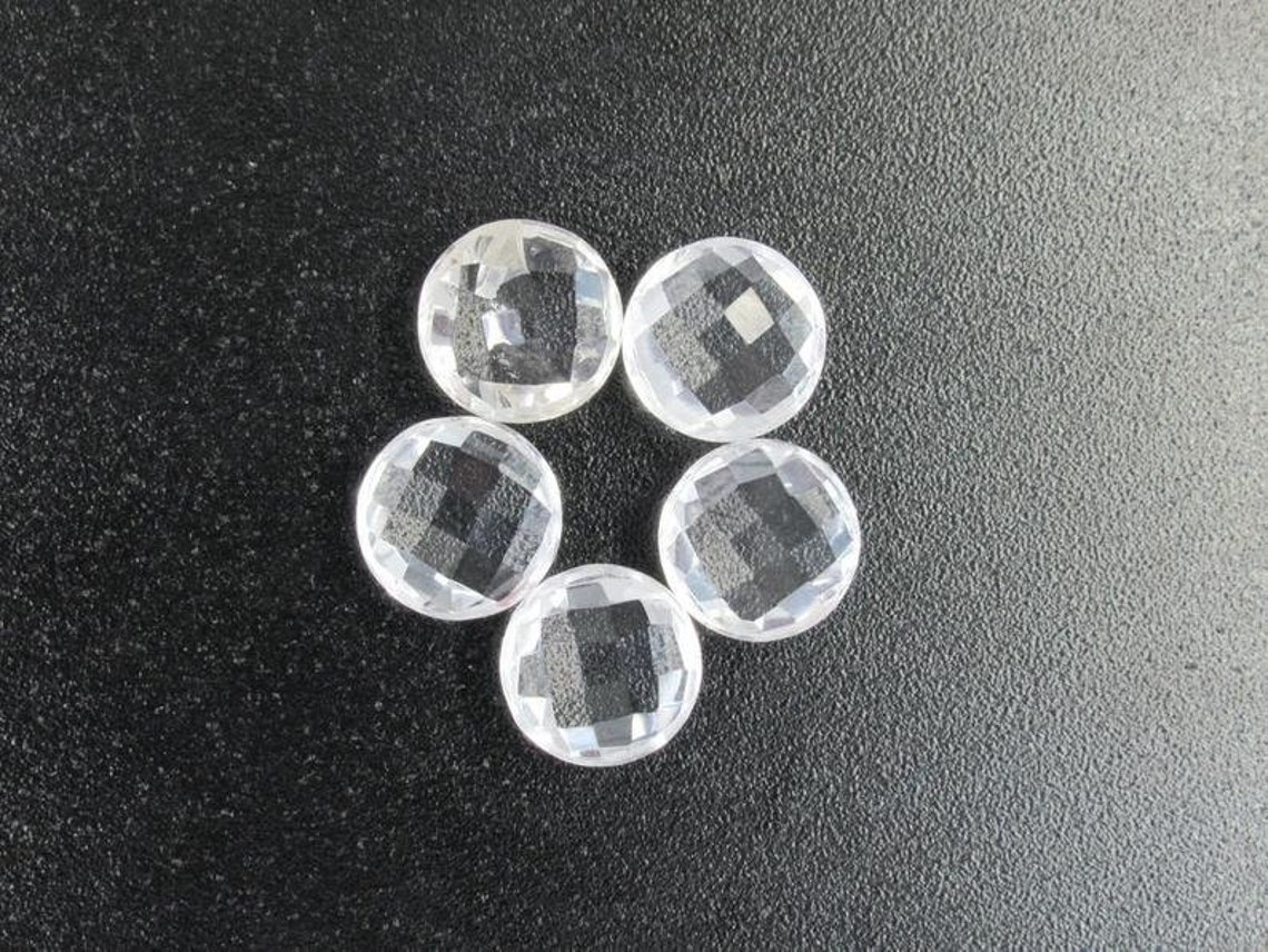 Natural Crystal Quartz Round Checker Cut Dazzling Crystal Etsy
