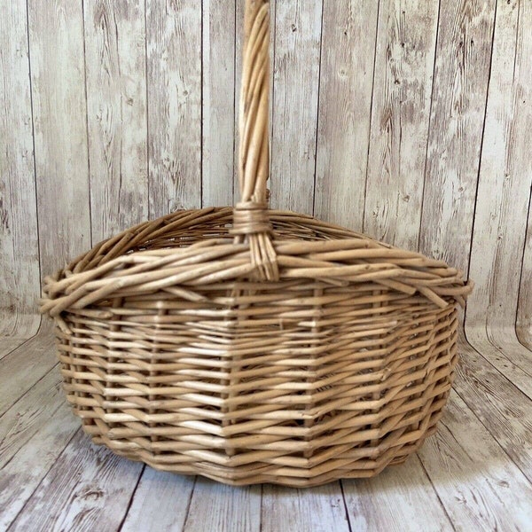 French Wicker Basket market fruits Chic Vintage Woven Rattan Cottagecore Boho