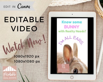 Spring Real Estate Marketing Bunny Animated Template, Realty Editable Video Animation Marketing for Realtors & Real Estate Agents REV012