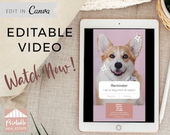 Pet Owner Real Estate Marketing, Dog Realtor Cat Realtor Animated Editable Video Template, IG FB Social Media for Real Estate Agents REV010