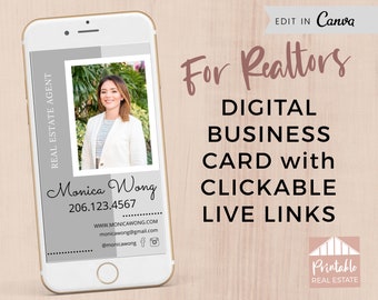 Clickable Real Estate Digital Business Card with Live Links! DIY Customize Business Cards in Canva, Editable Template Card Realtor DBC014