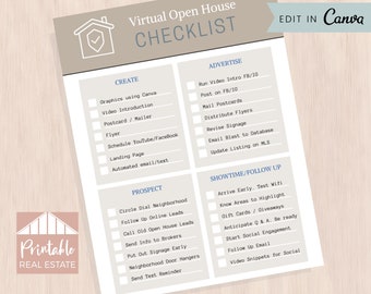 Virtual Open House Checklist, Zoom Real Estate Video Checklist, Realtor Marketing Social Media Open House, YouTube, Google, Facebook SPF012
