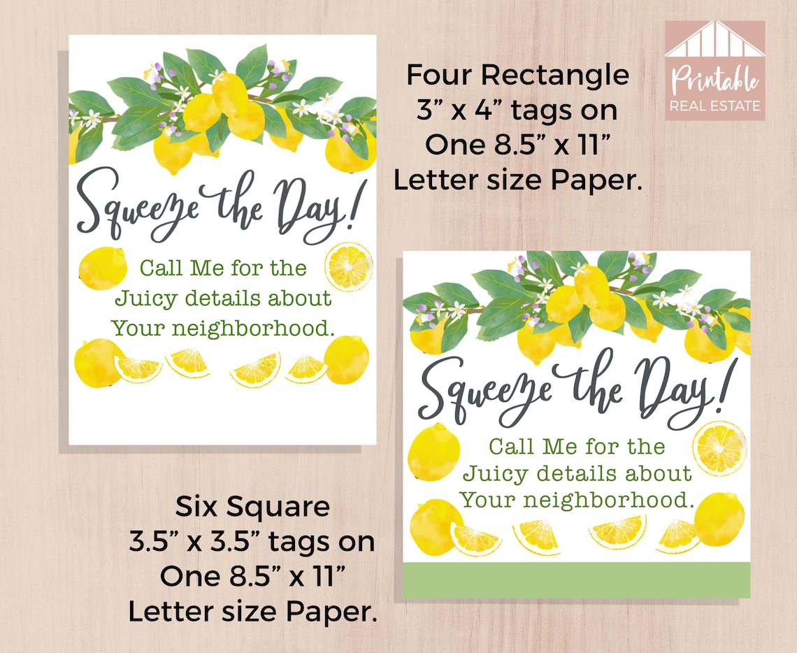 Pop by Summer Real Estate Marketing Gifts, Editable Real Estate Lemon Tags, Realtor Summer Pop