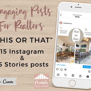 Social Media Canva Templates, Real Estate Marketing This or That Quiz Game, Real Estate 15 Instagram & 15 Stories Realtor Marketing IGP010