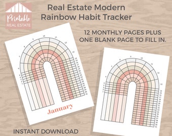 Real Estate Planner Printable Habit Tracker Download, Realtor Planner Pages Rainbow Planner Refills, Monthly Habit Planner Inserts MPP011
