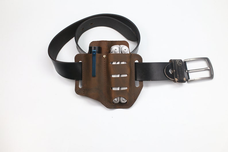 EDC Handmade Leather Sheath Belt Loop Organizer Pouch for Etsy