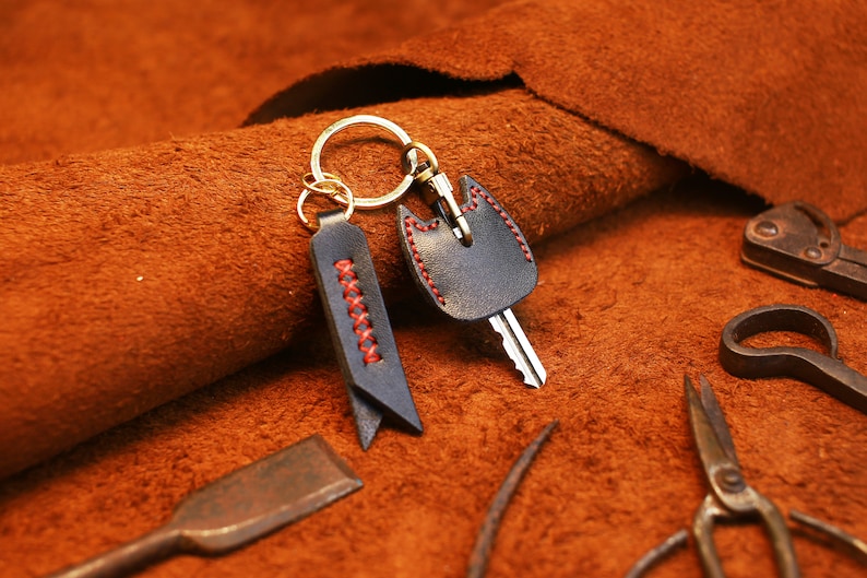 Leather Key Cap Leather Bat for Men Key Covers Keychain Holder Organizer image 4