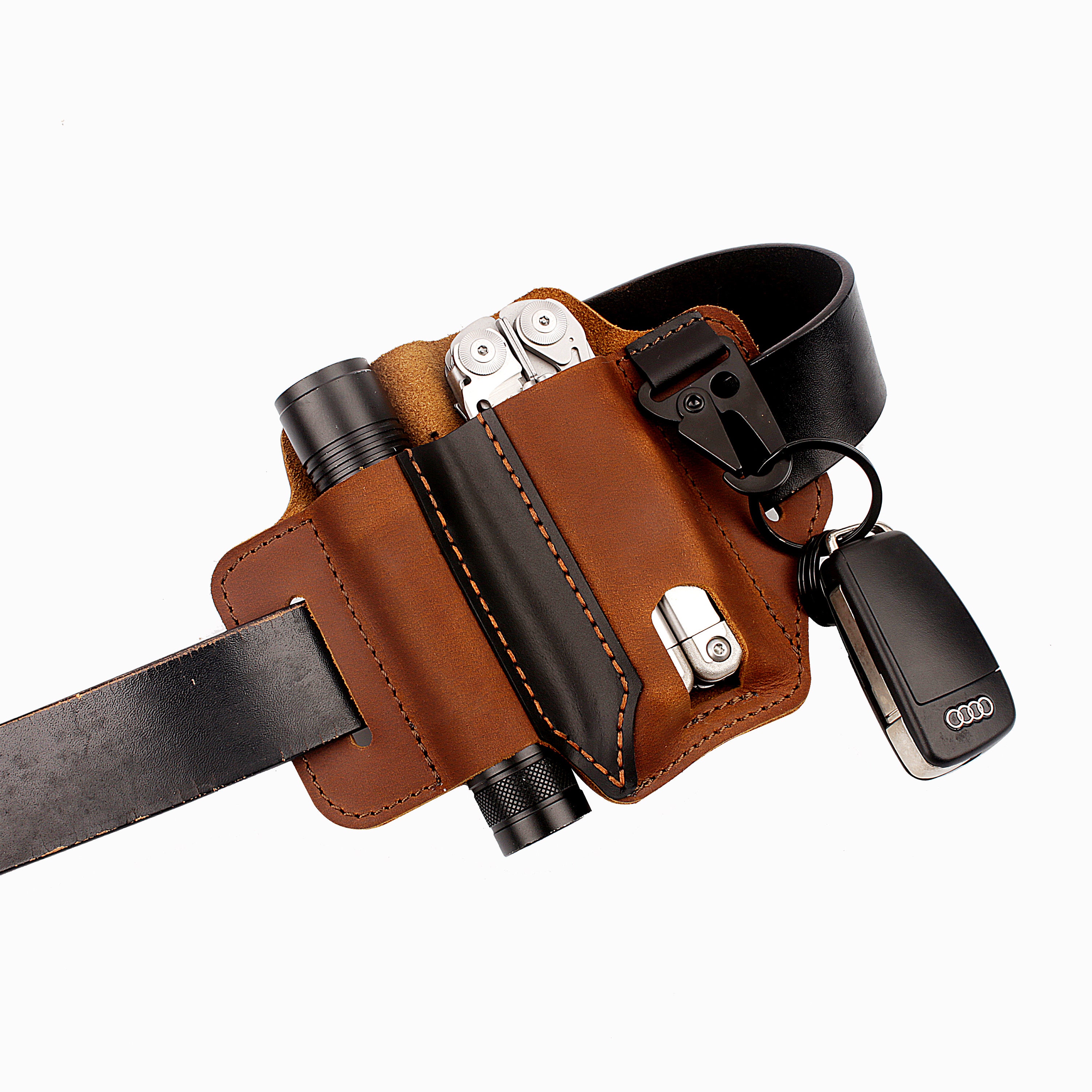 Tool Pouch With Belt Clip Gentlestache Leather Multitool Sheath