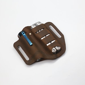 EDC Handgefertigte Lederscheide Gürtelschlaufe Organizer Tasche für Taschenlampe/Tactical Pen