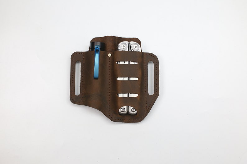 EDC Handmade Leather Sheath Belt Loop Organizer Pouch for Flashlight
