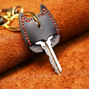 Leather Key Cap Leather Bat for Men Key Covers Keychain Holder Organizer image 1