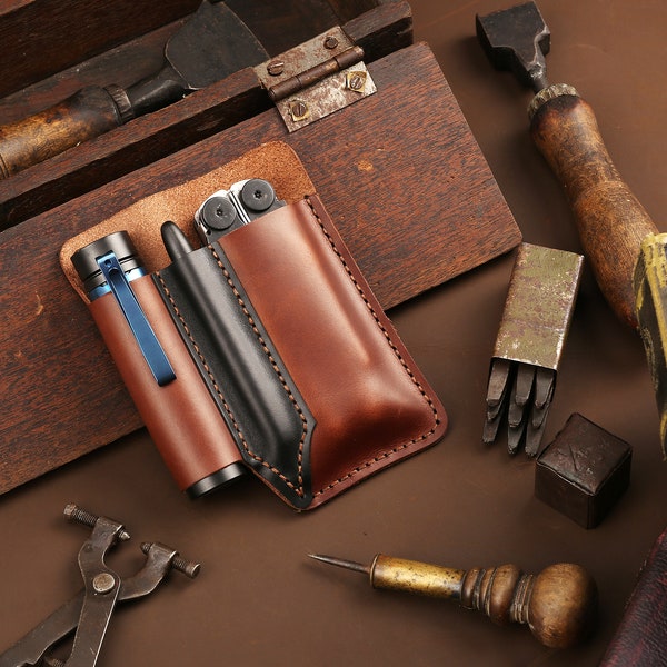 Handmade  Tool Pouch Pocket Organizer Leather Knife Sheath EDC Multitool Accessoires