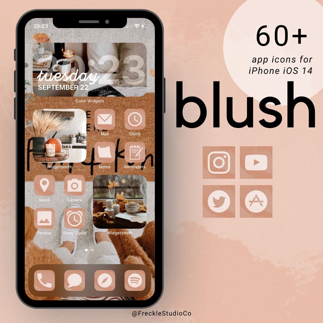 Blush Minimal App Icons For Iphone Ios 14 60 Icon Pack Etsy