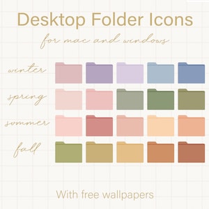 Seasonal Desktop Folder Icons, Mac Desktop Folder Icons, Desktop Organizer, Aesthetic Folder Icons, Summer Winter Fall Spring Folder Icons