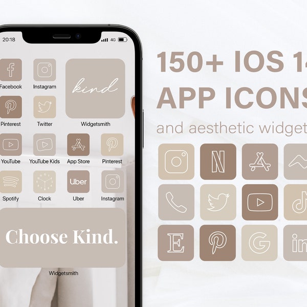 Natural Beige Ios 14 Icons, Iphone Custom Icons, Aesthetic Homescreen, Ios 14 Widgets, Coffee App Icons, Brown App Covers