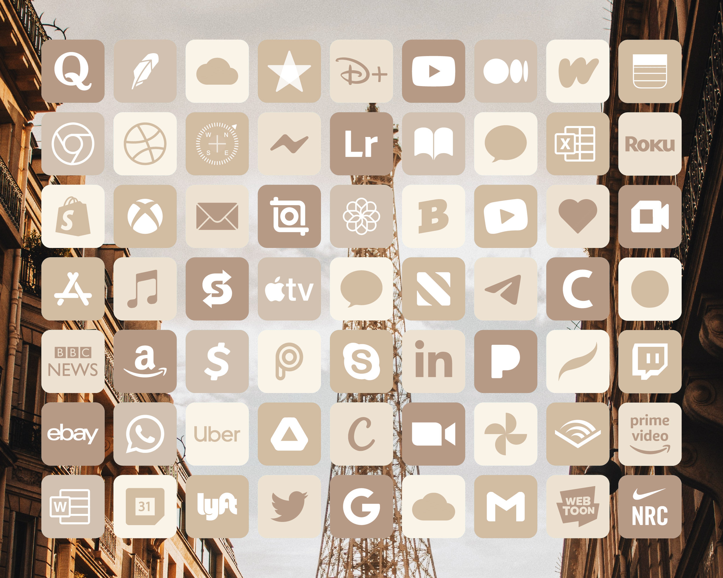 Ios 14 Beige Aesthetic 1200 App Icons Pack