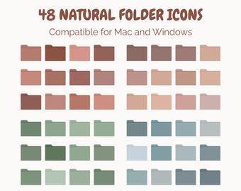 Natural Desktop Folder Icons, Desktop Icons for Mac and Windows, Aesthetic Desktop Organizer, Mac Folder Icons, Folder Icons Bundle