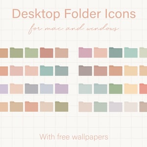 Soft Pastel Desktop Ordner Icons, Desktop Icons für Mac und Windows, Desktop Wallpaper Organizer, Mac Ordner Icons, Ordner Icons Bundle