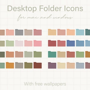 Soft Pastel Desktop Ordner Icons, Desktop Icons für Mac und Windows, Ästhetischer Desktop Organizer, Mac Ordner Icons, Ordner Icons Bundle