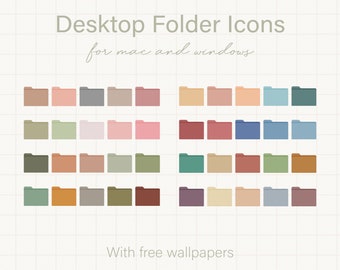 Soft Pastel Desktop Folder Icons, Desktop Icons for Mac and Windows, Aesthetic Desktop Organizer, Mac Folder Icons, Folder Icons Bundle