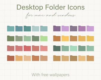 Soft Pastel Desktop Folder Icons, Desktop Icons for Mac and Windows, Aesthetic Desktop Organizer, Mac Folder Icons, Folder Icons Bundle