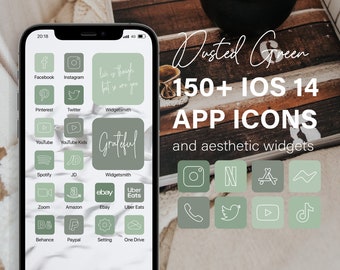 Muted Green IOS 14 Aesthetic App Icon | IOS 14 App Cover Green | Green Aesthetic App Icon for IOS 14 | Iphone App Icon Aesthetic Muted Green