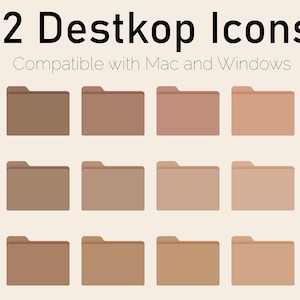 Brown Earth Tone Desktop Folder Icons, Mac & Windows Compatible, Mac Folder Icons, Windows Desktop Icons, Desktop Organizer