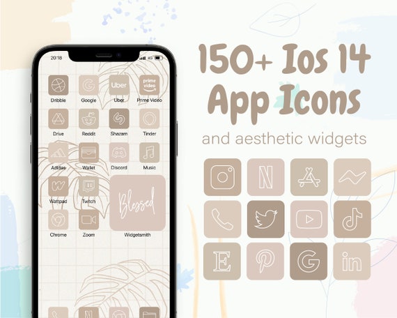 Ios 14 App Icon Brown Aesthetic Ios App Icon Nude Brown Ios Etsy