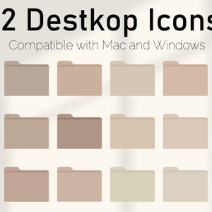 Pode incluir: Doze ícones de pasta bege para uso na área de trabalho. Compatível com Mac e Windows.