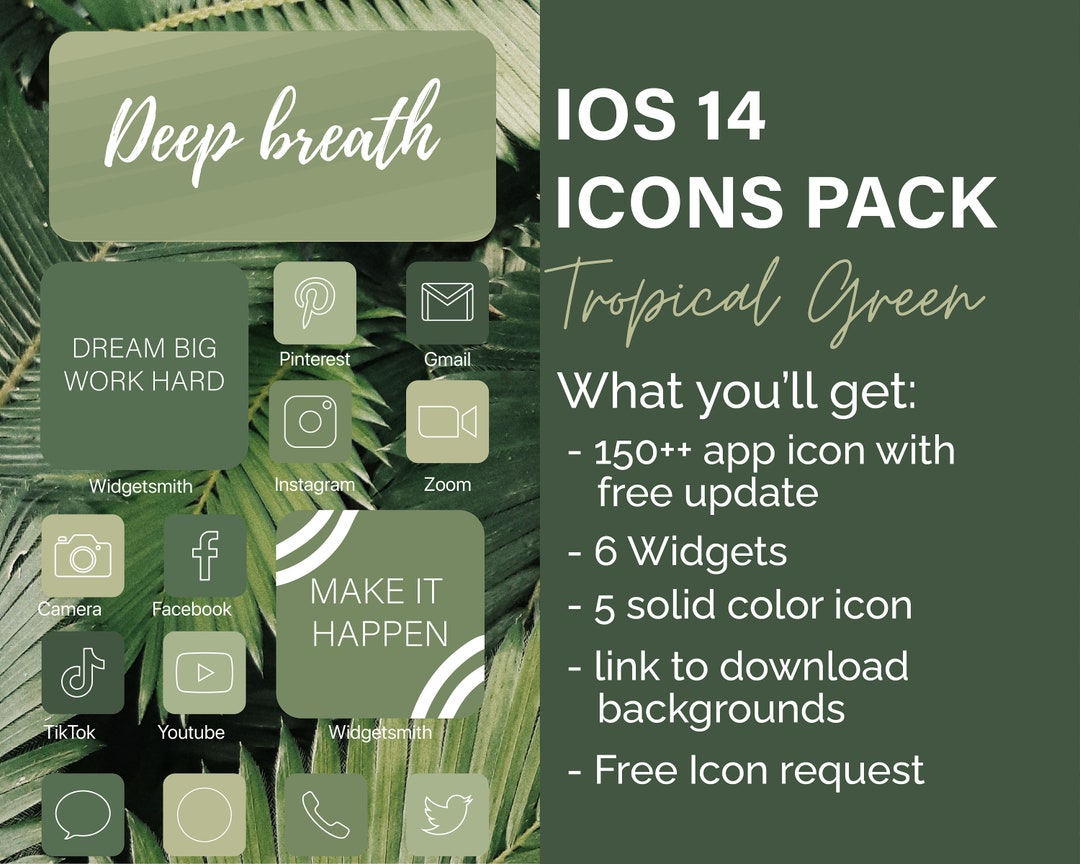 Green IOS 14 App Icon Pack IOS 14 Icons Natural App Icon Etsy