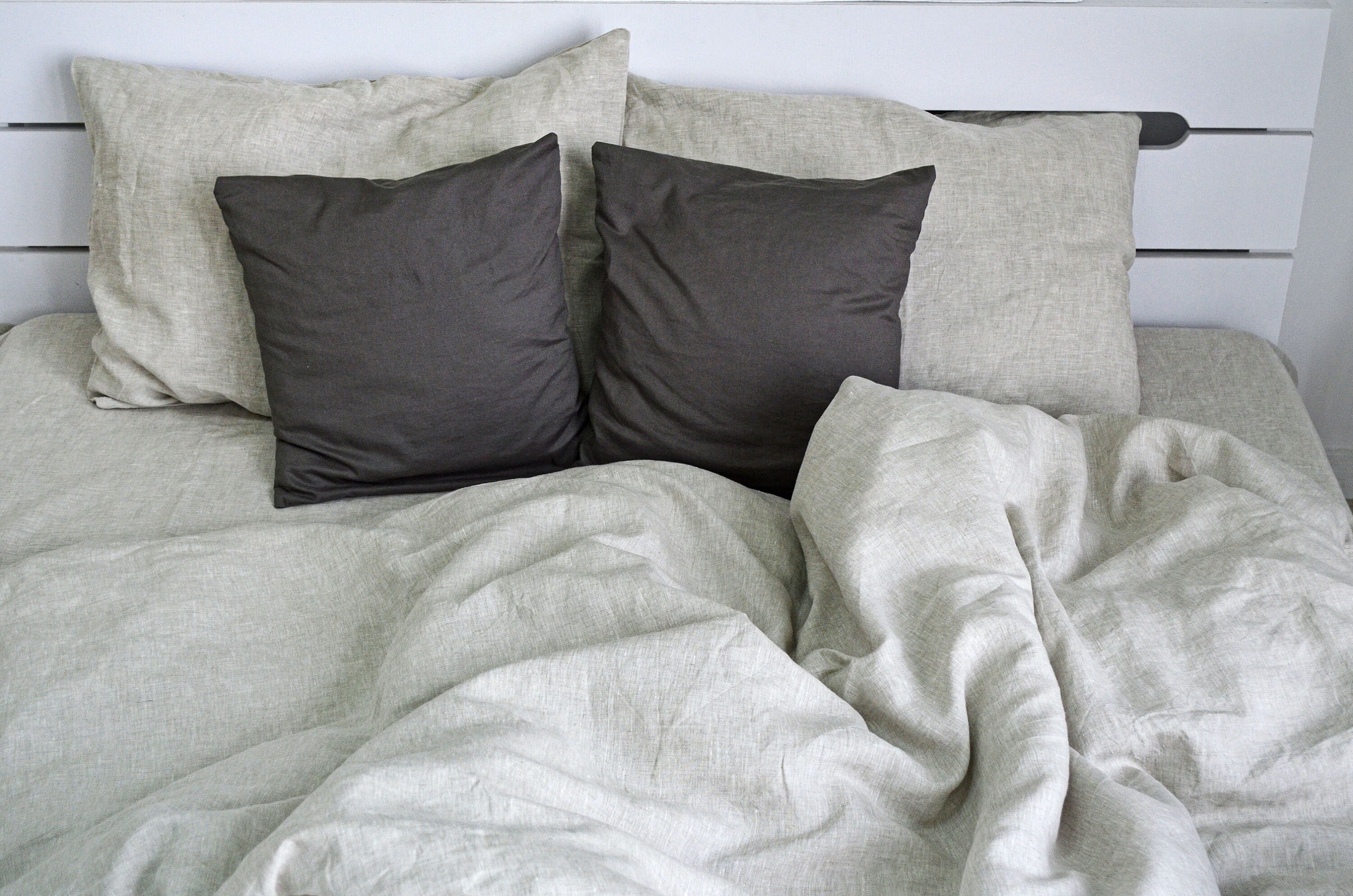 Oatmeal Linen Bedding Set 3pcs / 1 Linen Duvet Cover 2 Linen Etsy