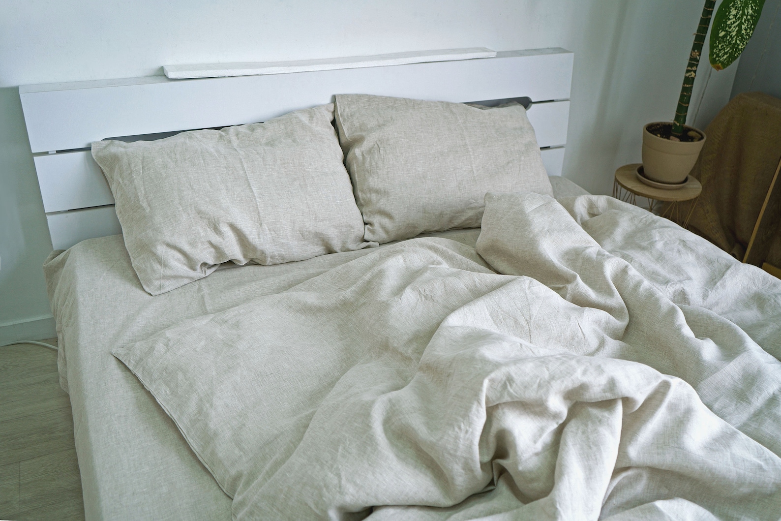 Oatmeal Linen Bedding Set 3pcs / 1 Linen Duvet Cover 2 Linen Etsy