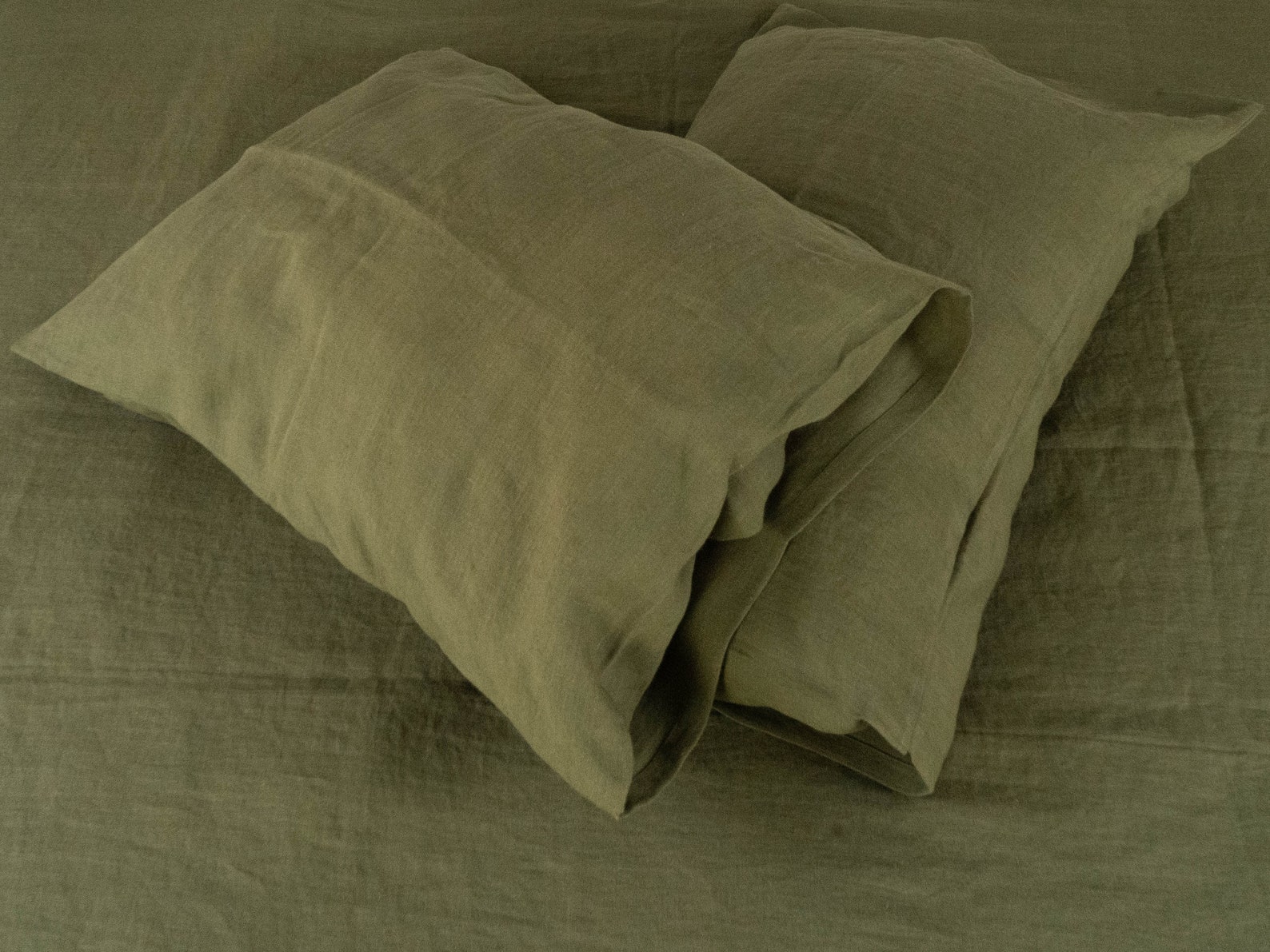 Khaki Green Linen Bedding Set 3pcs Organic Linen Duvet Cover Etsy