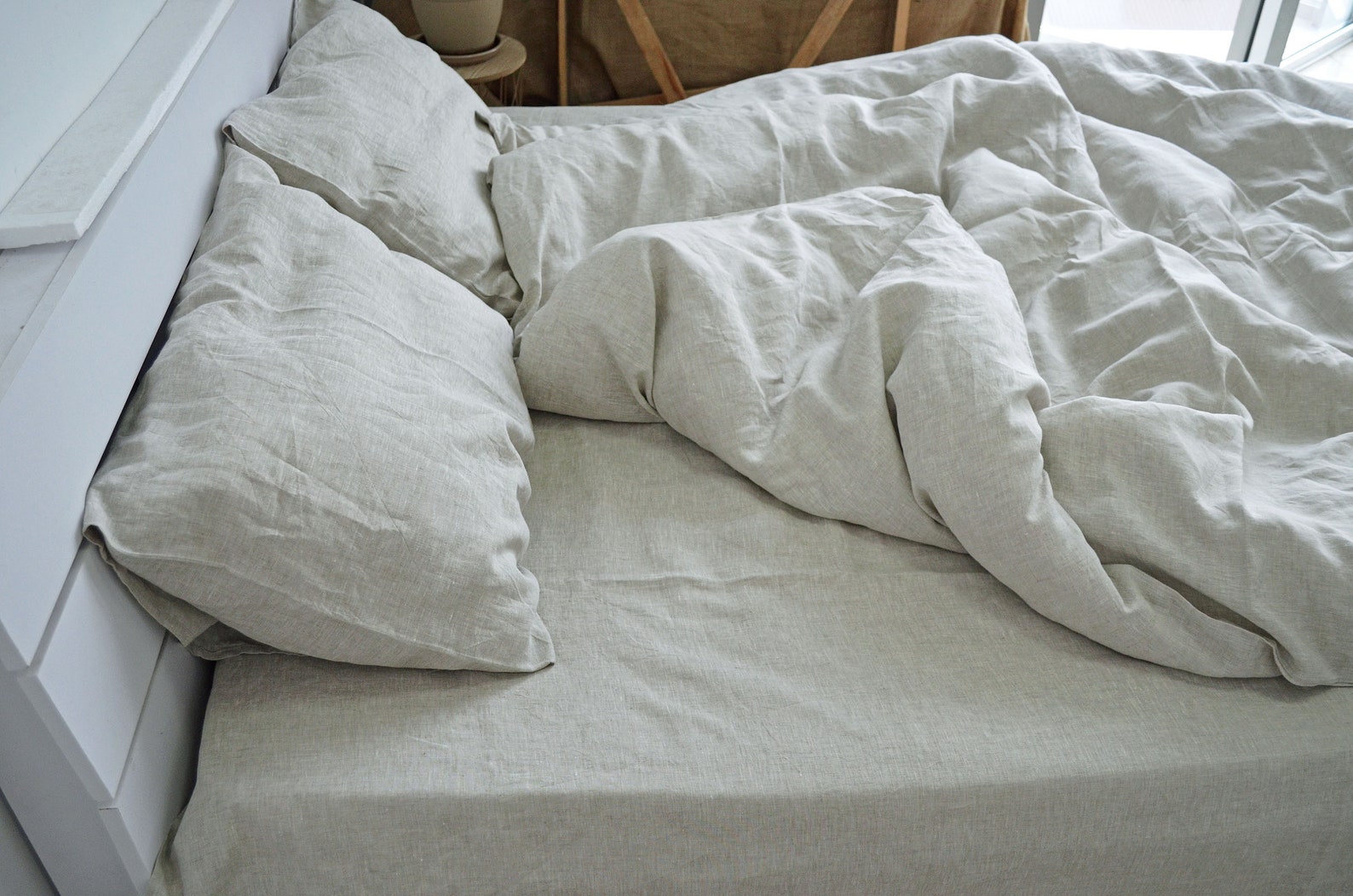 Oatmeal Linen Bedding Set 3pcs / 1 Linen Duvet Cover 2 Linen Etsy