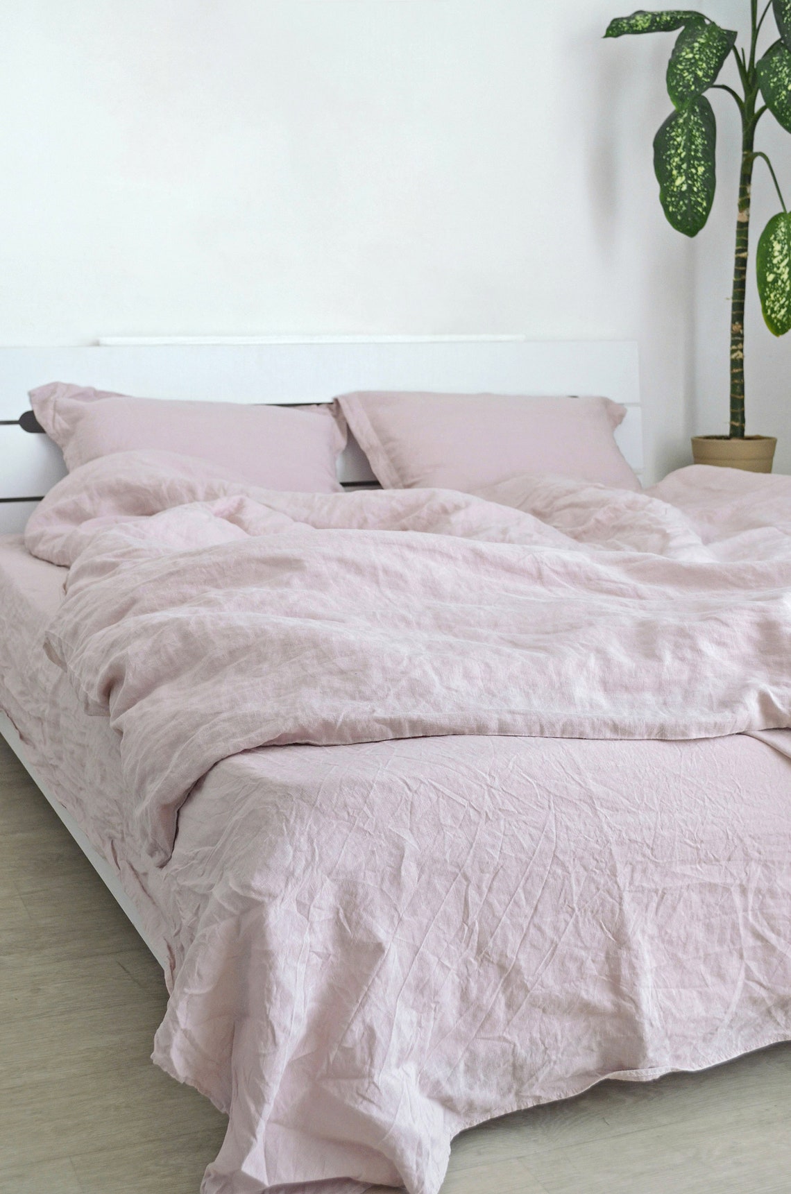 Khaki Green Linen Bedding Set 3pcs Organic Linen Duvet Cover Etsy