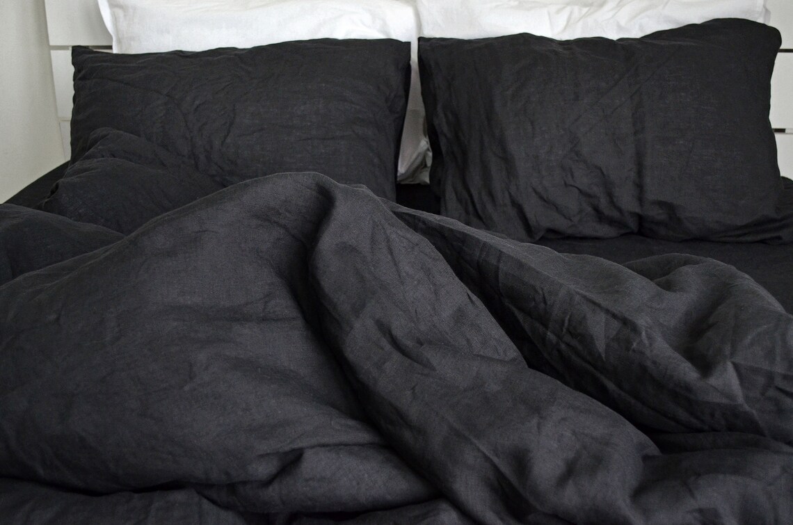 Black linen Pillow Case Vintage pillowcases Linen pillow sham Etsy