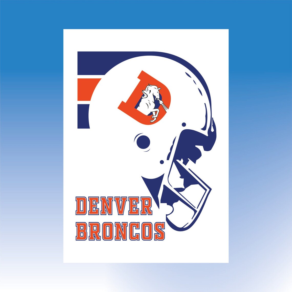 Denver Broncos Retro Style Wall Art Fan Art Print Gift Home Etsy
