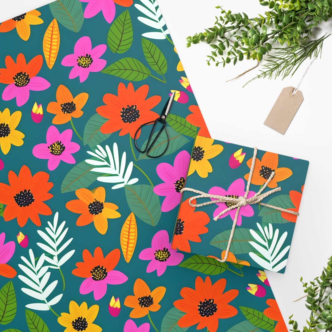 Flowers Garden wrapping Paper Etsy