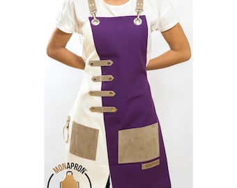 Free Monogram Heavy Duty apron gift for her Barista Apron bbq Apron Barber Apron Crossback Apron Adjustable Faux Leather Straps