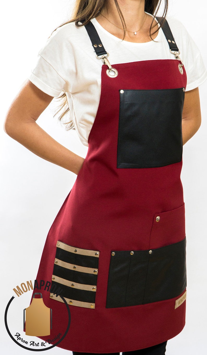 Free Monogram Heavy Duty Apron Gift for Her Barista Apron Bbq Etsy