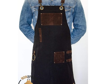 Personalized Plus Size Cotton Apron Men Women Waterproof, Adjustable | BBQ, Barber, Grilling Unisex S-XL