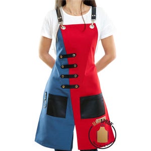 Free Monogram Heavy Duty apron Gift for her Barista Apron bbq Apron Barber Apron Crossback Apron Adjustable Faux Leather Straps