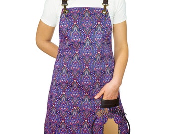 Leather Apron Women Men with Cross Back, Bleach Proof, Waterproof Cosmetology, Hairstylist Unisex S-XL