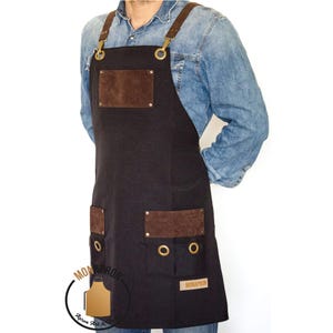 Free Personalized apron gift for Men Barista Apron bbq Apron Barber Apron Wood carving apron bib apron Cotton Apron Faux Leather Straps